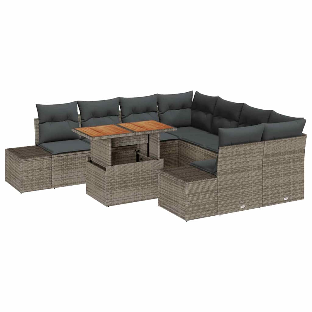 Gartensofa-set 9 Stk. Grau und Braun