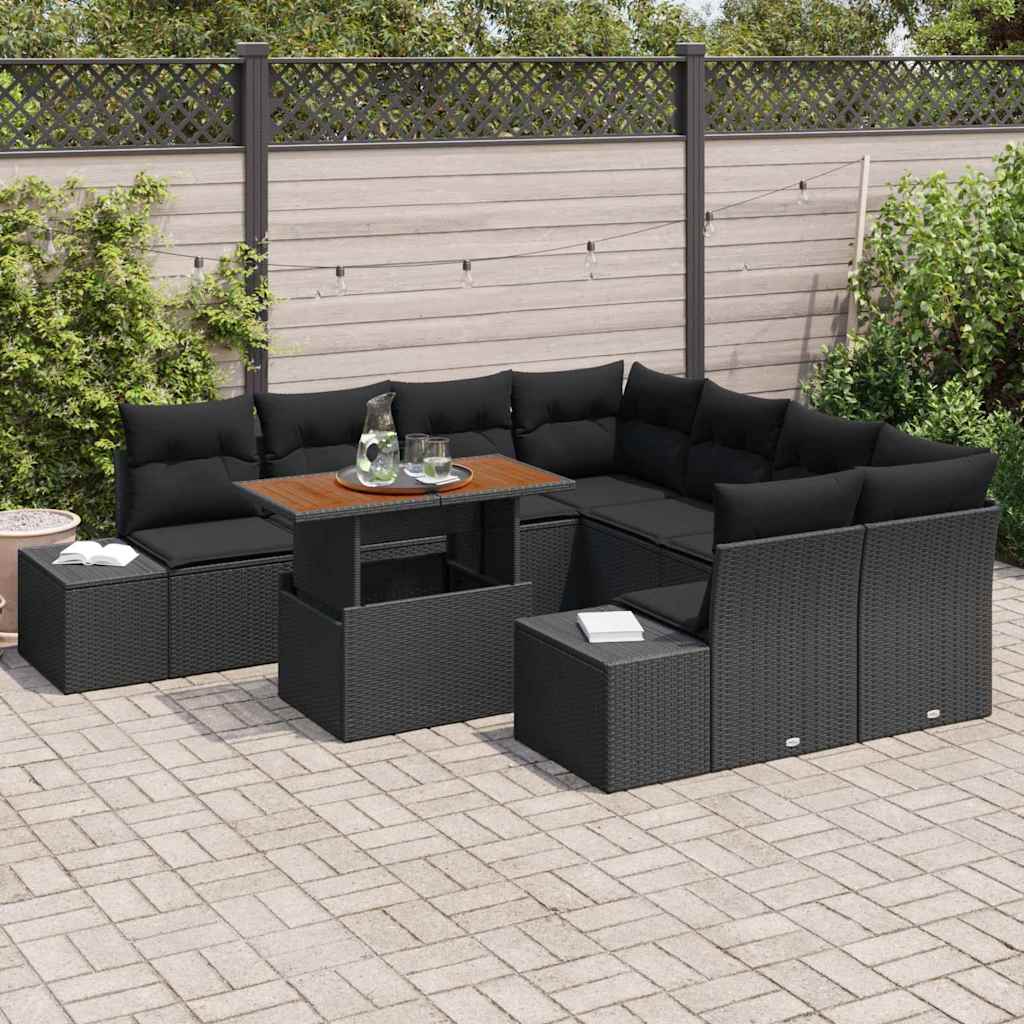 Garten Essgruppe mit Kissen 9 pcs Schwarz und Braun