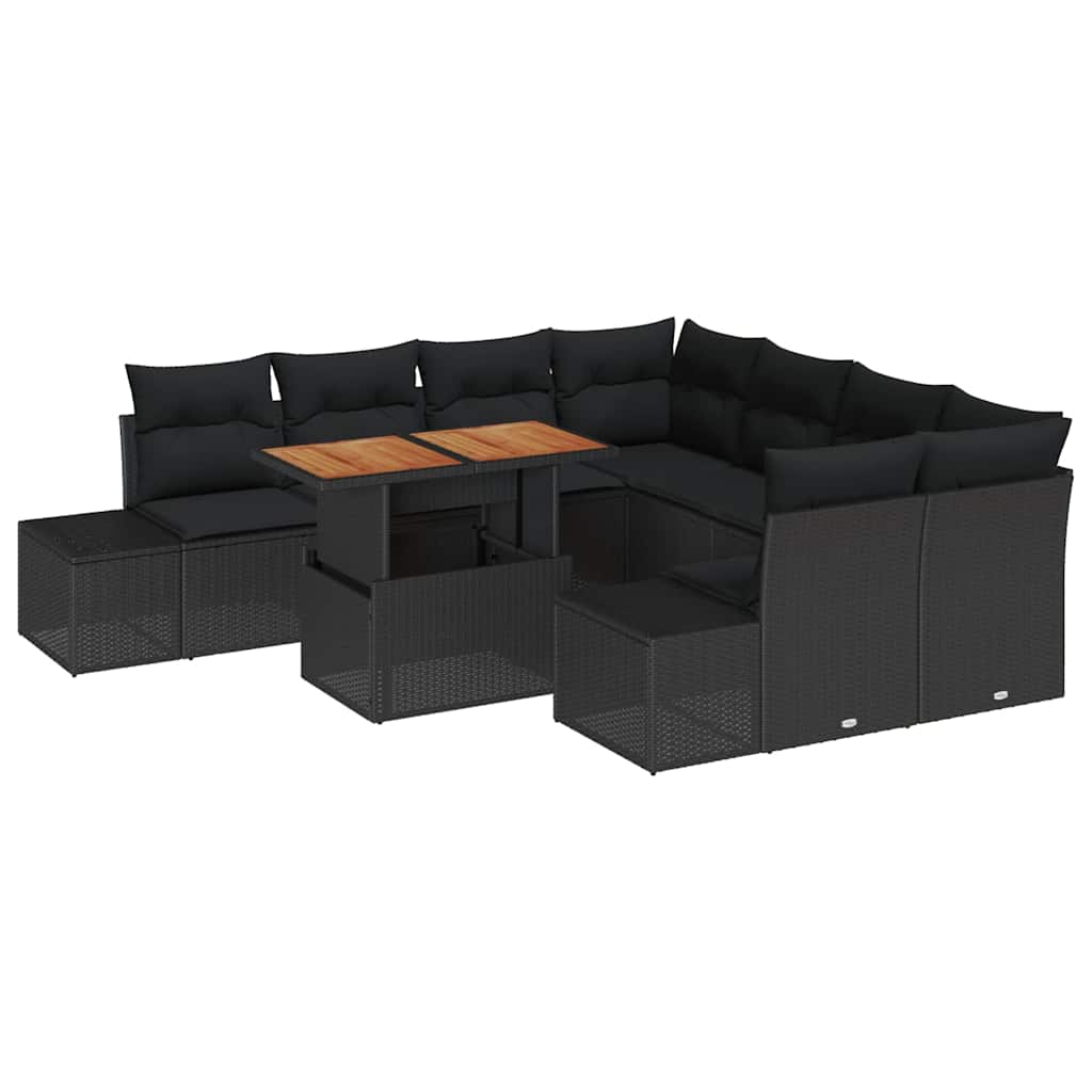 Gartensofa-set 9 Stk. Schwarz und Braun