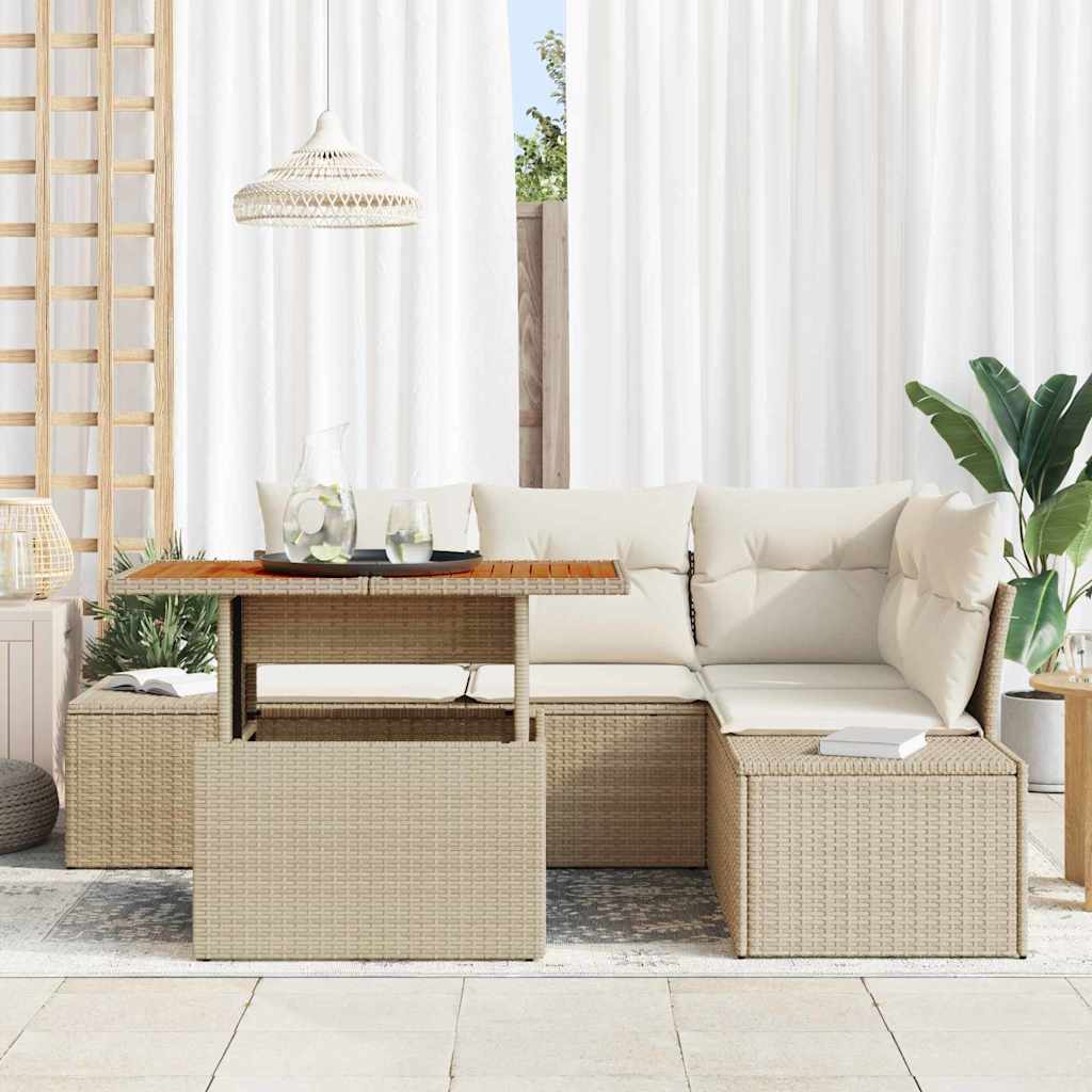 Gartensofa-set 5 Stk. Beige und Creme