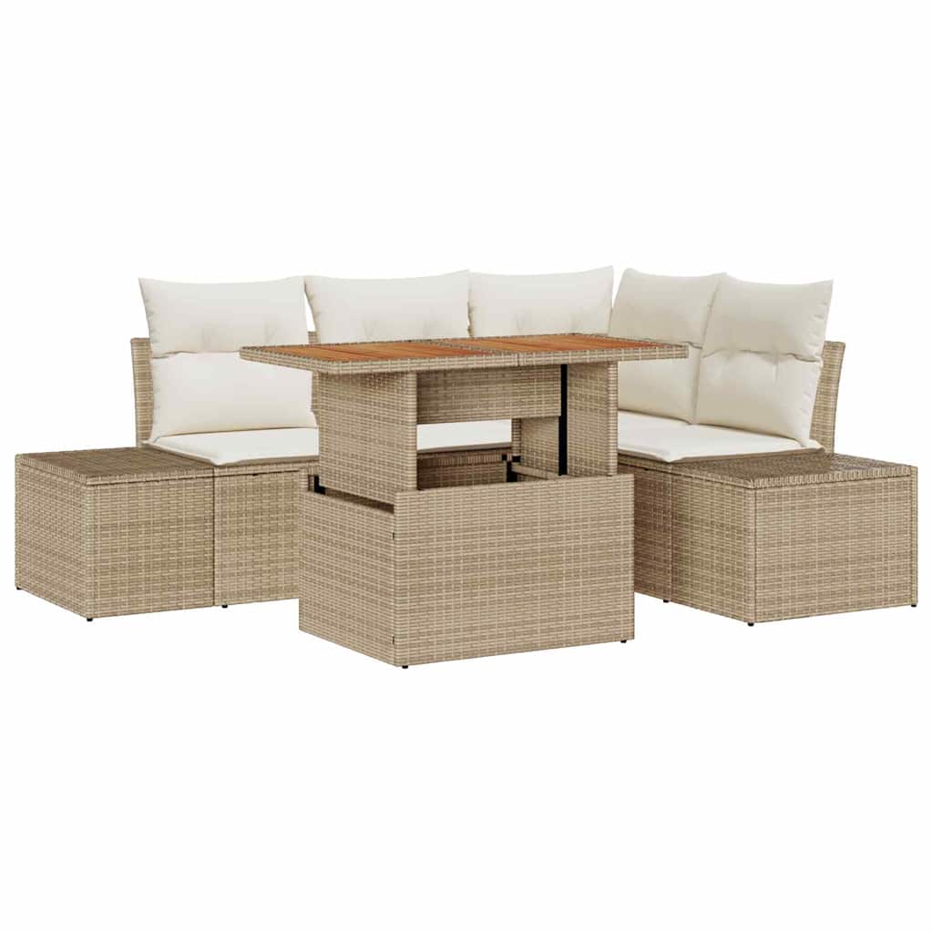 Gartensofa-set 5 Stk. Beige und Creme