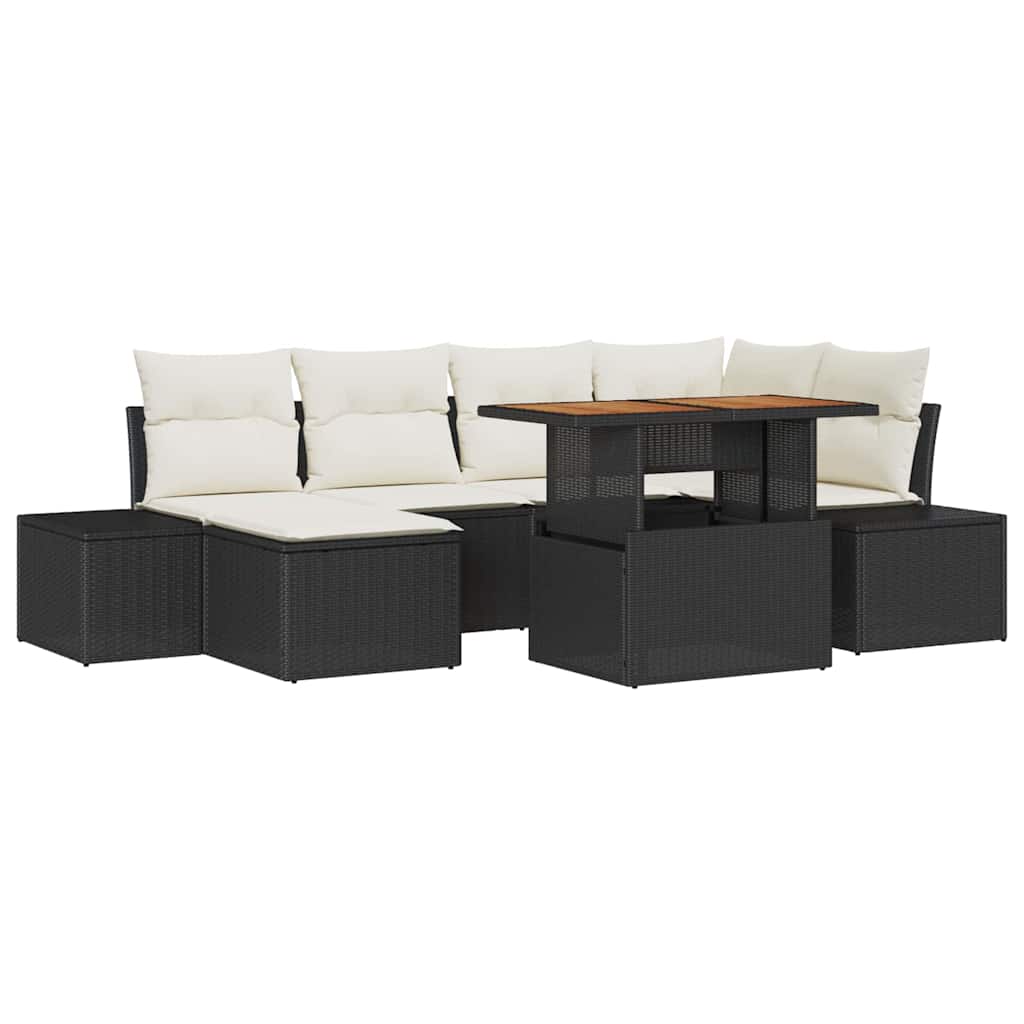 Gartensofa-set 7 stk. Schwarz und Creme