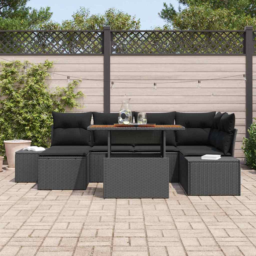 Gartensofa-set 7 stk. Schwarz und Braun