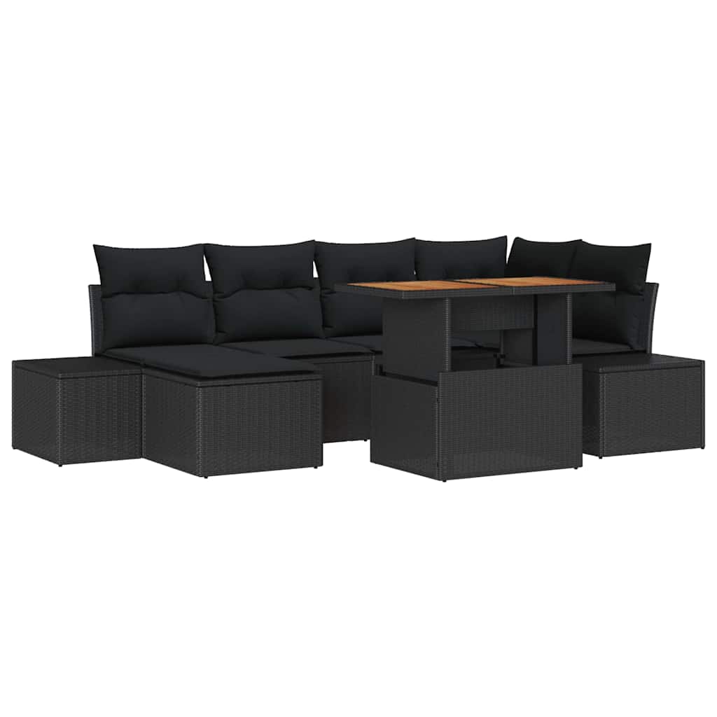 Gartensofa-set 7 stk. Schwarz und Braun