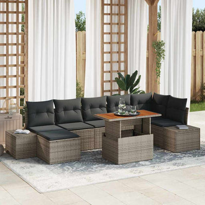 Garten-Sofa-Set 8 stk. Grau und Braun