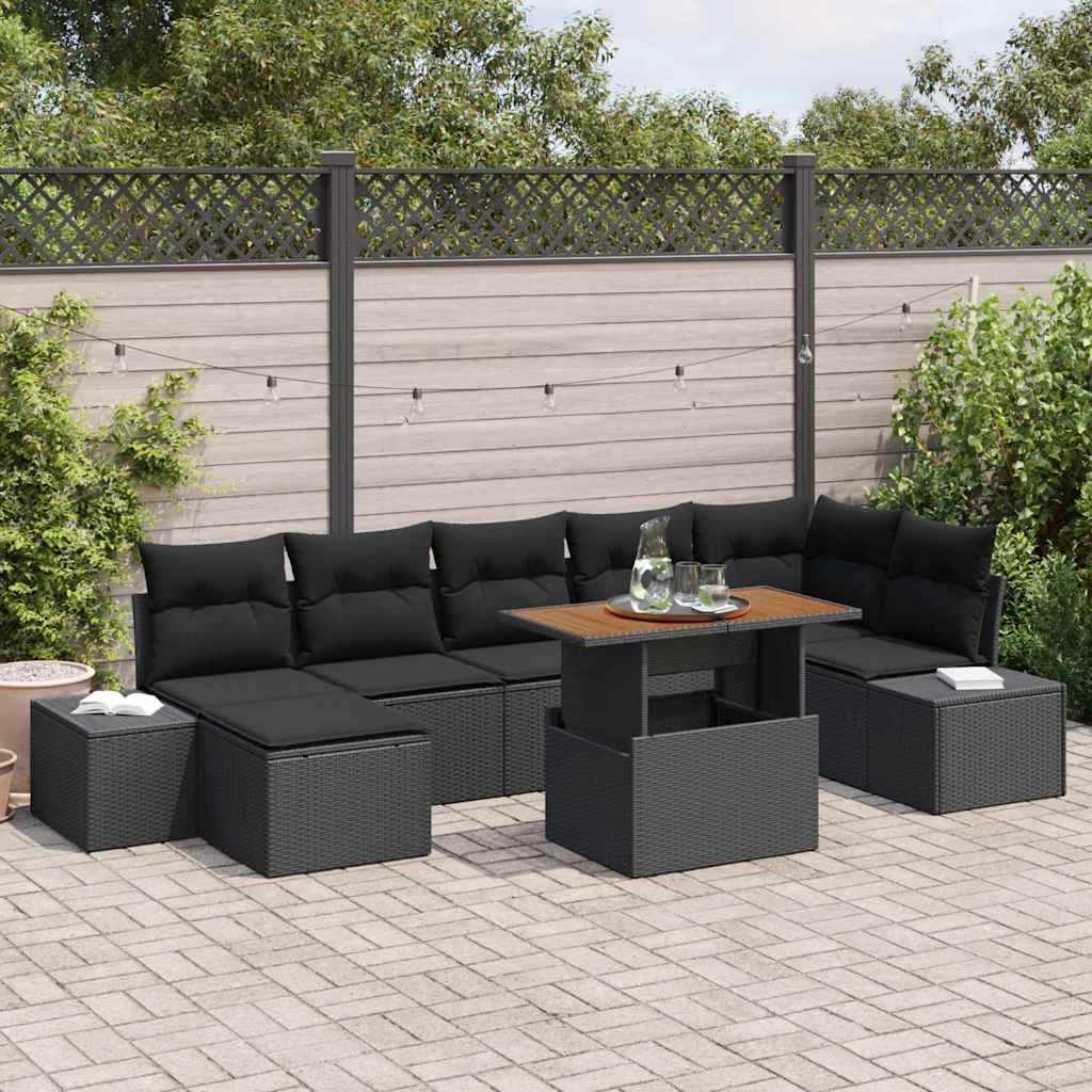 Garten-Sofa-Set 8 stk. Schwarz und Braun