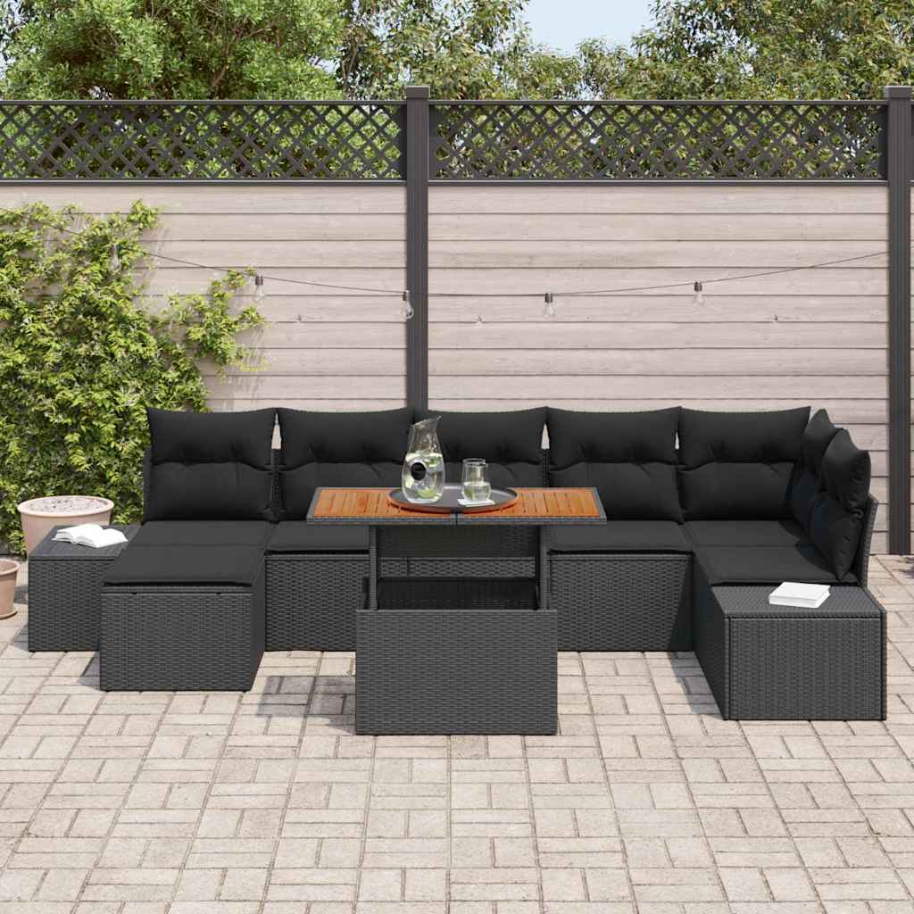 Garten-Sofa-Set 8 stk. Schwarz und Braun