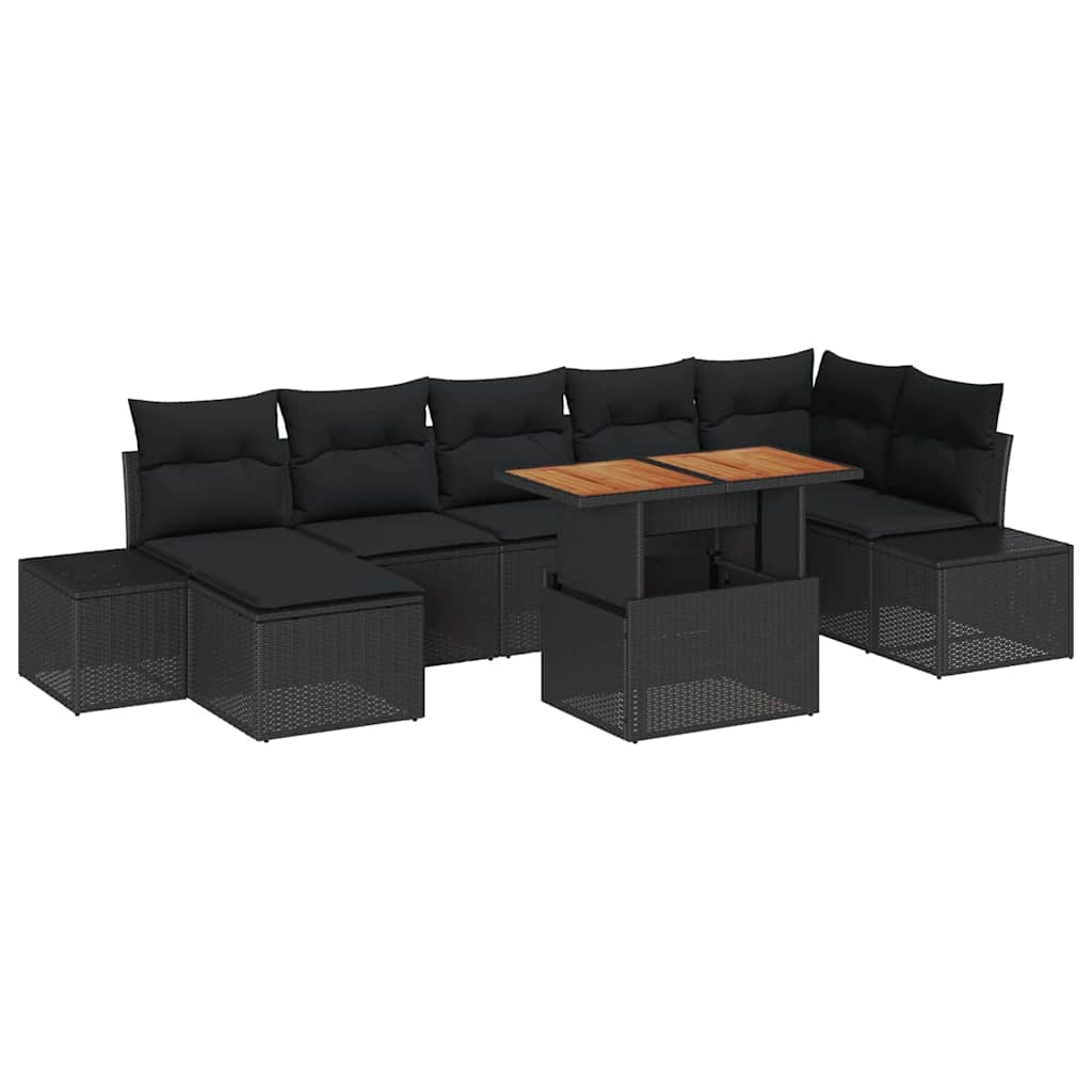 Garten-Sofa-Set 8 stk. Schwarz und Braun