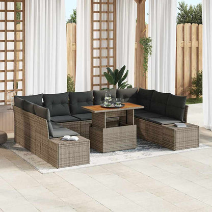 Gartensofa-set 10 Stk. Grau und Braun