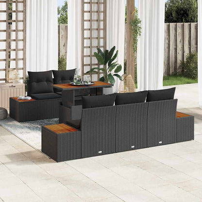 Gartensofa-set 6 stk. Schwarz 100 x 55 x 73 cm
