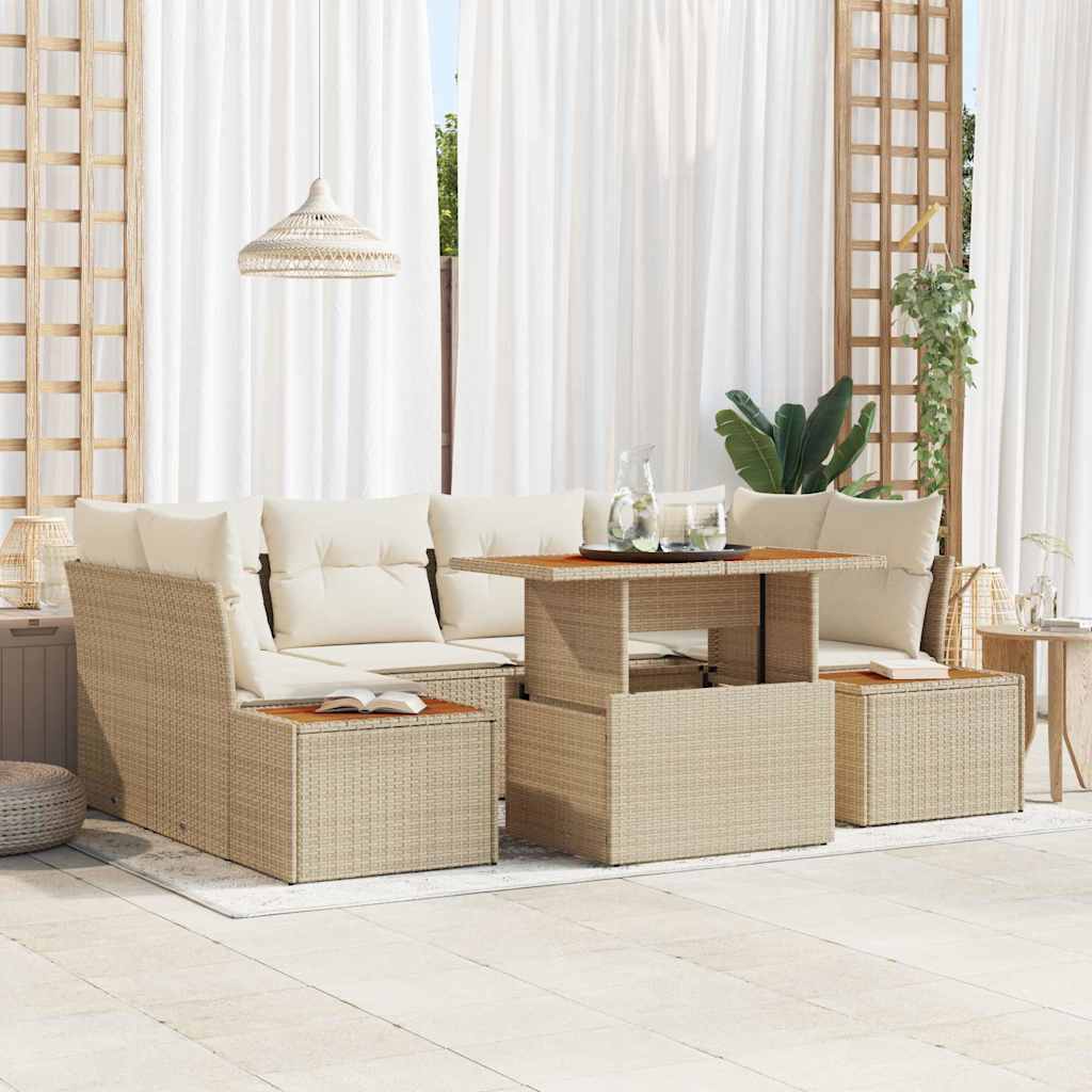 Gartensofa-set 9 Stk. Beige und Creme