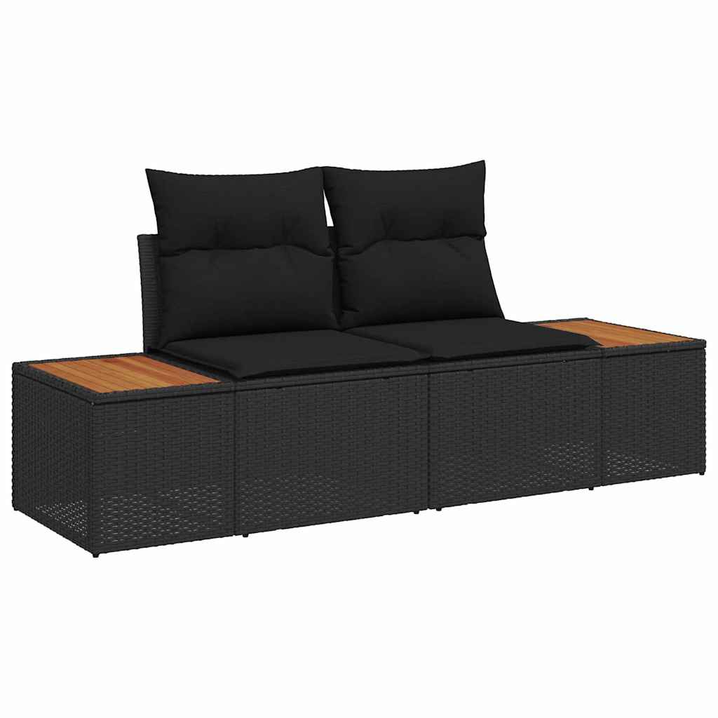 Garten-Sofa-Set 8 stk. Schwarz Poly Rattan