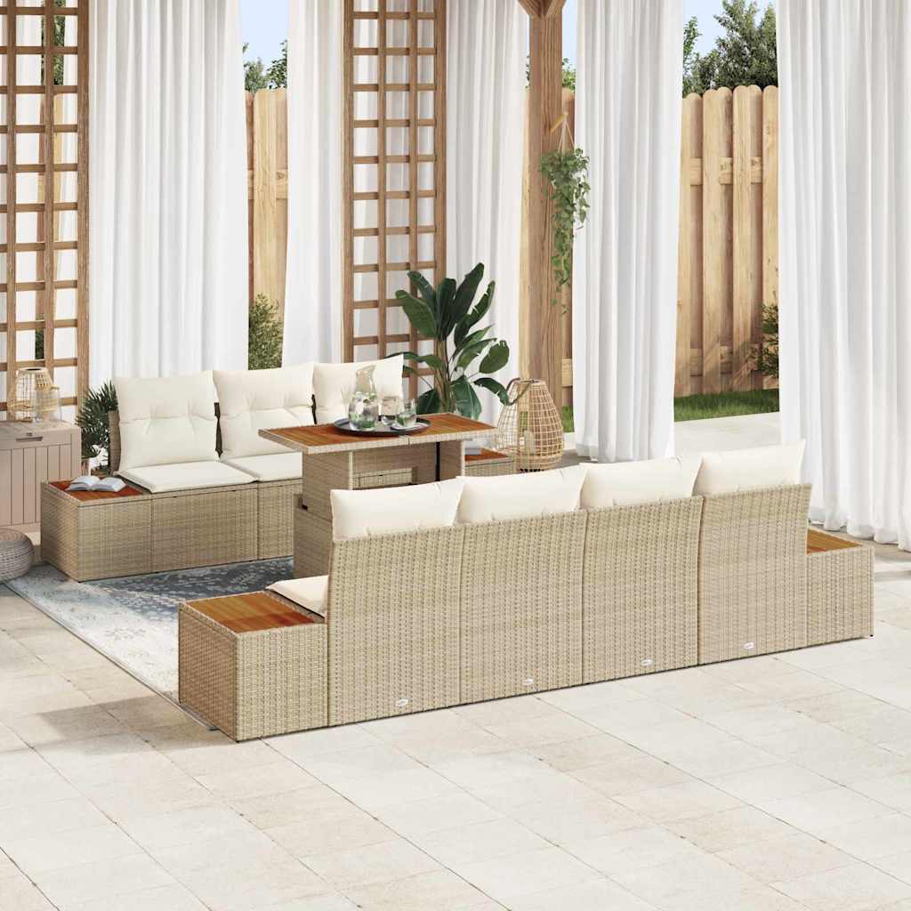 Garten-Sofa-Set 8 stk. Beige Poly Rattan