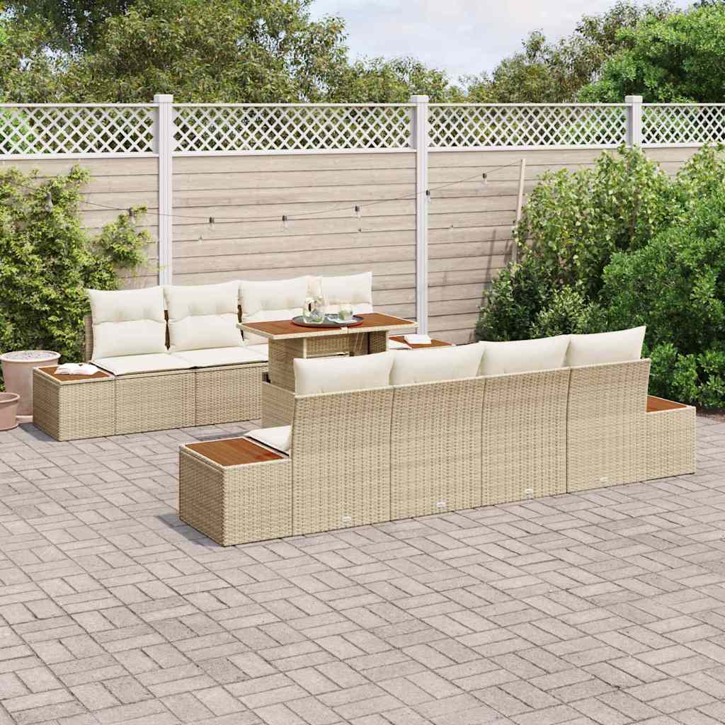 Garten Essgruppe mit Kissen 9 pcs Beige und Creme