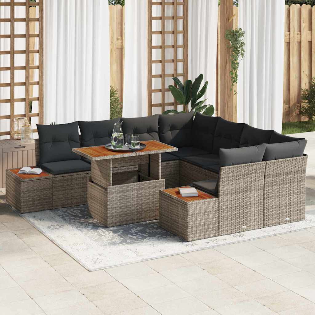 Garten Essgruppe mit Kissen 9 pcs Grau und Braun