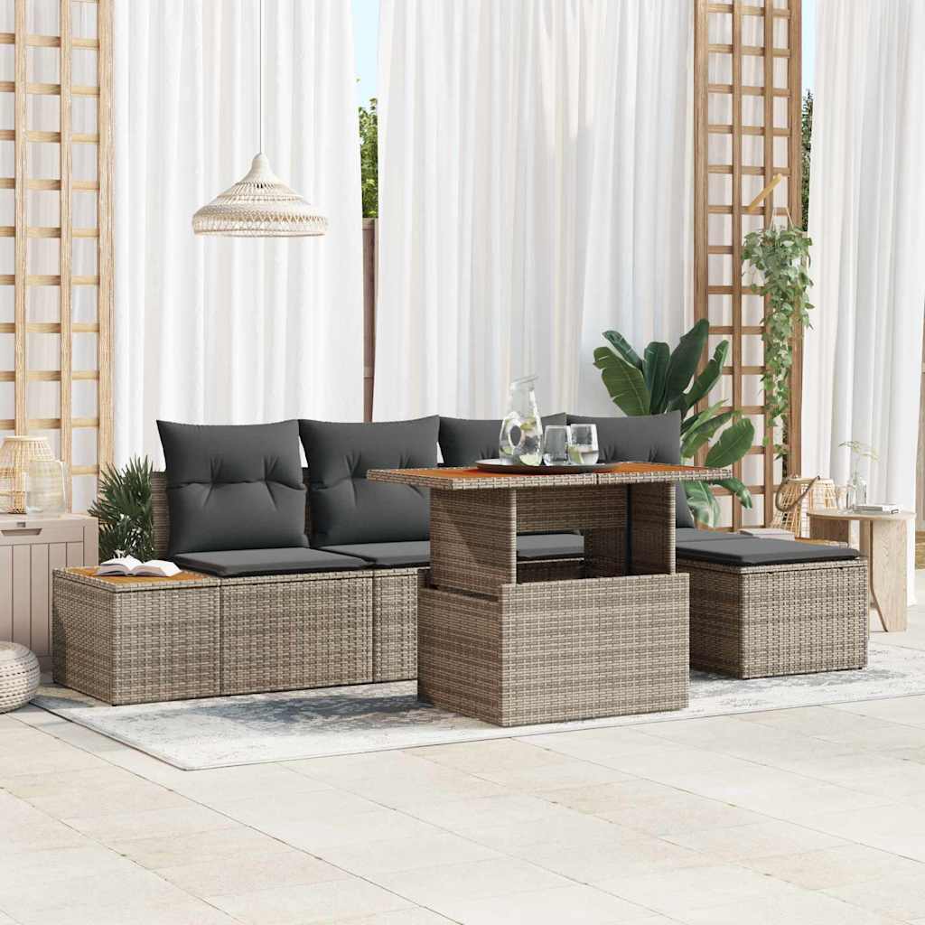 Gartensofa-set 6 stk. Grau und Braun