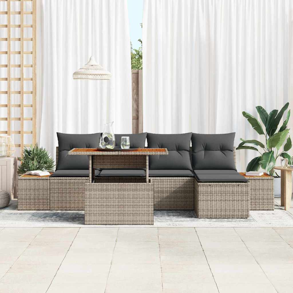 Gartensofa-set 6 stk. Grau und Braun