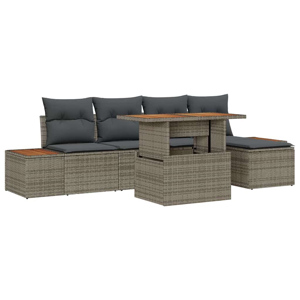 Gartensofa-set 6 stk. Grau und Braun
