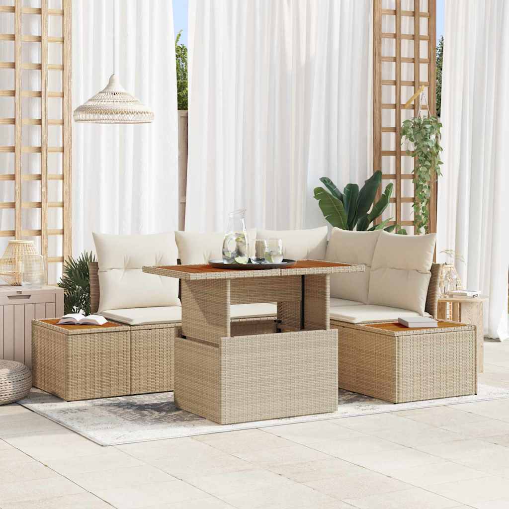 Gartensofa-set 5 Stk. Beige und Creme