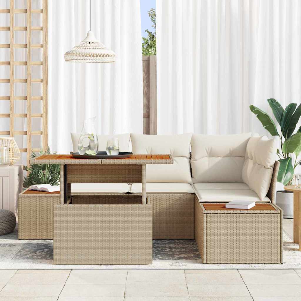 Gartensofa-set 5 Stk. Beige und Creme