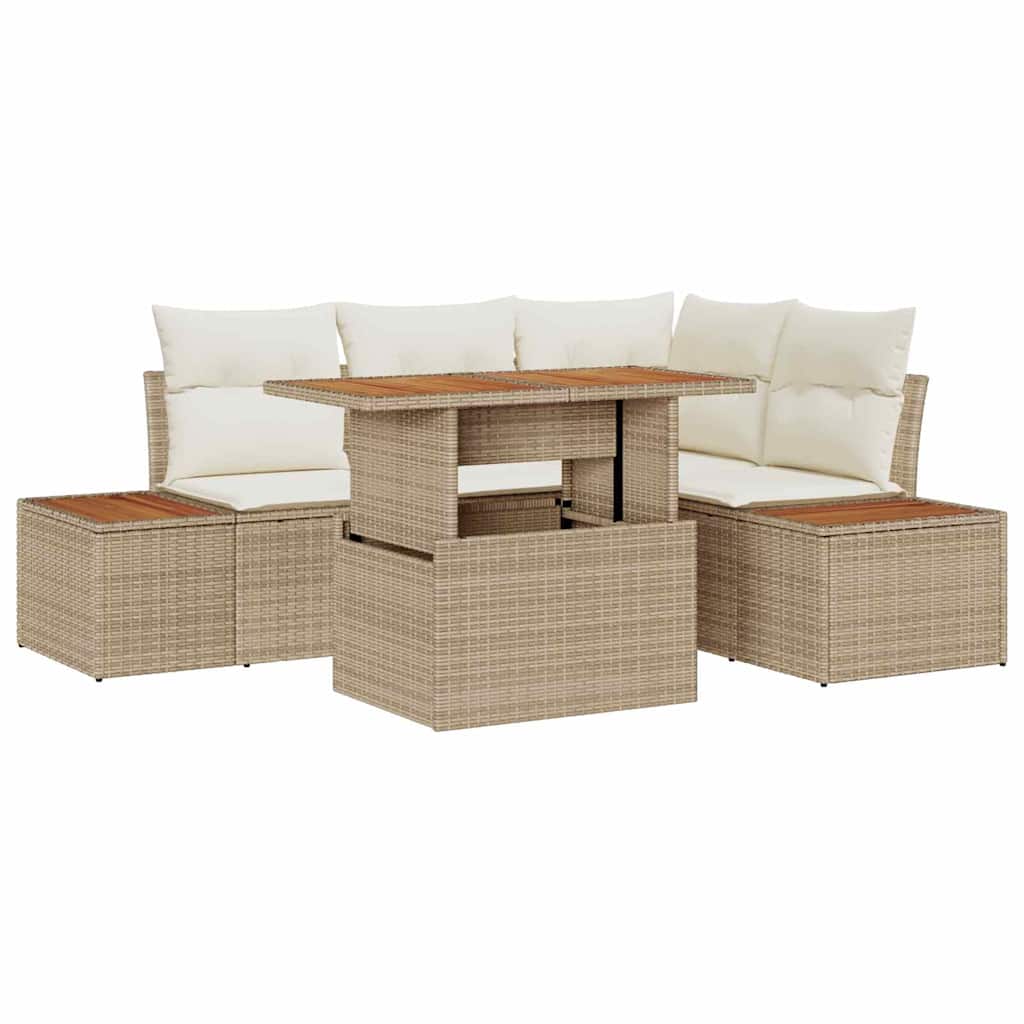 Gartensofa-set 5 Stk. Beige und Creme