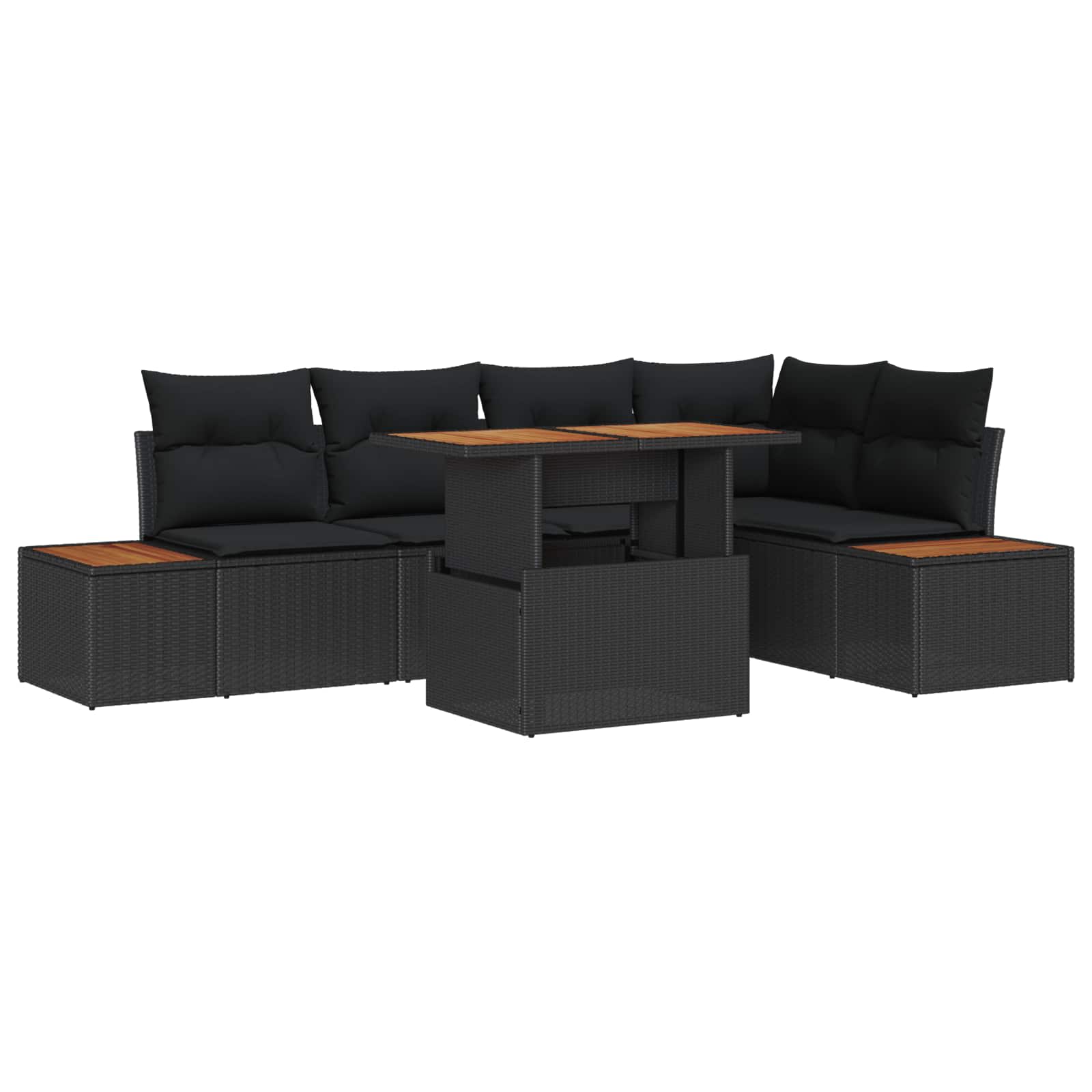 Gartensofa-set 6 Stk. Schwarz Poly-Rattan
