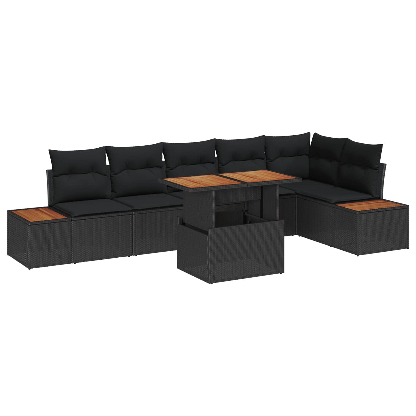 Gartensofa-set 7 Stk. Schwarz Poly-Rattan