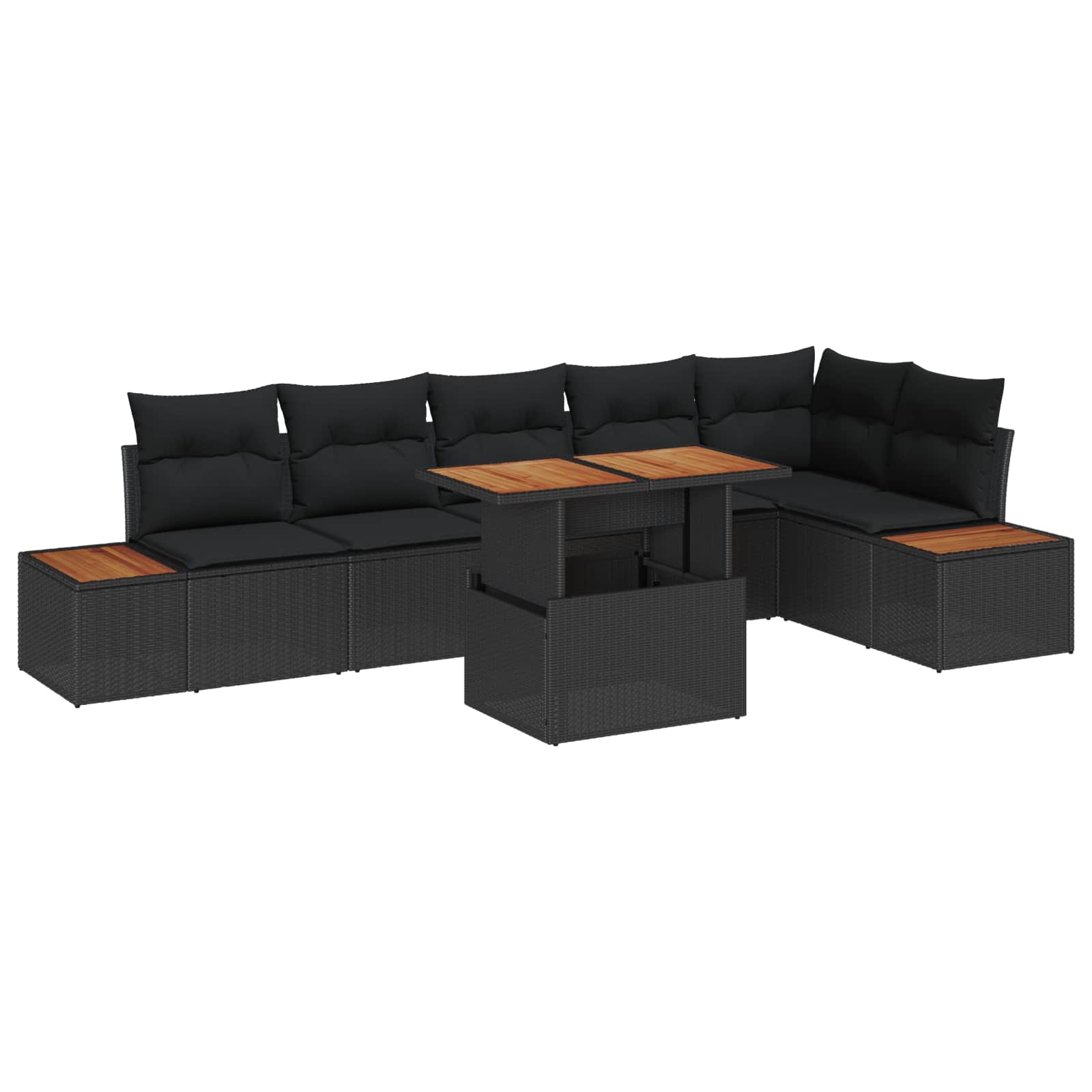 Gartensofa-set 7 Stk. Schwarz Poly-Rattan