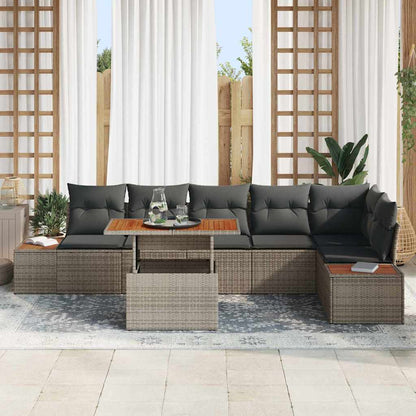 Gartensofa-set 7 Stk. Grau Poly-Rattan