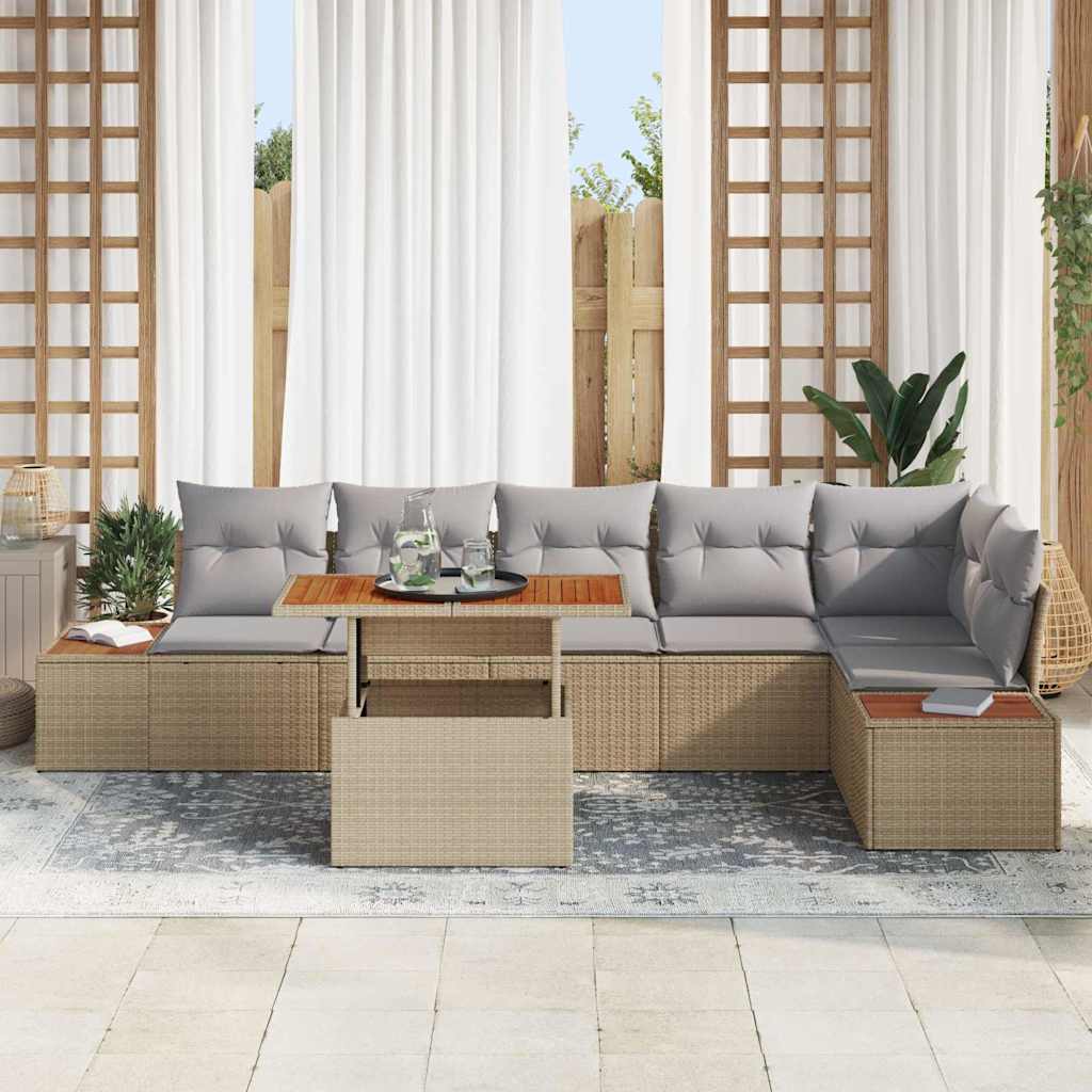 Garten Essgruppe mit Kissen 7 pcs Beige und Grau