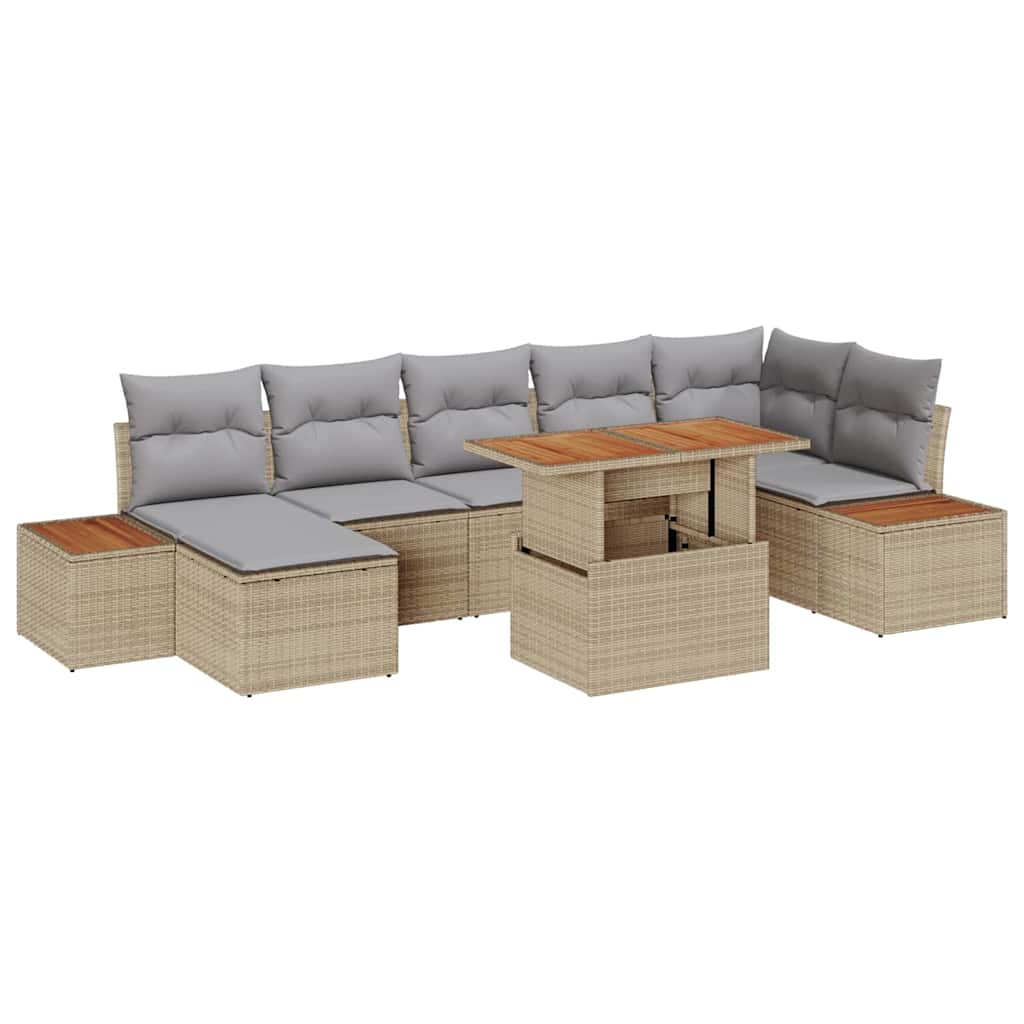 Garten Essgruppe mit Kissen 8 pcs Beige und Grau