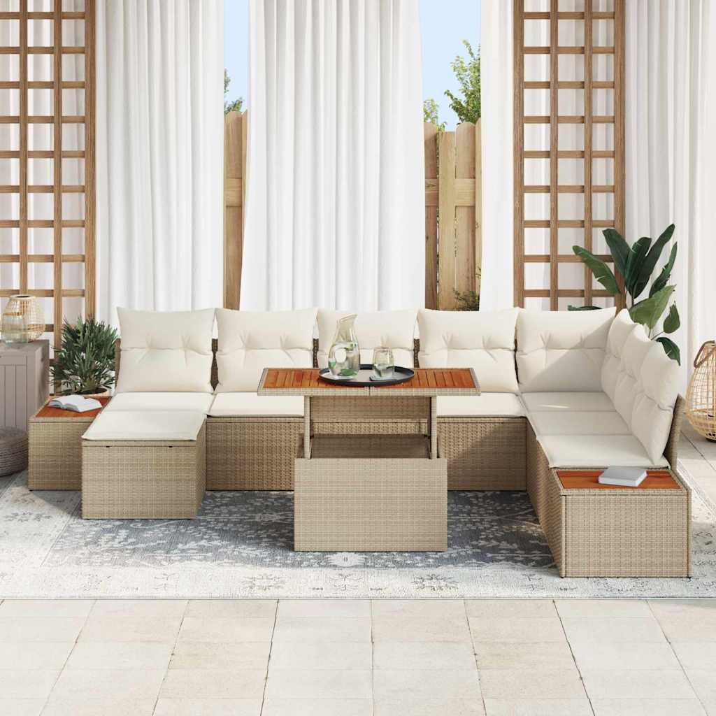 Garten Essgruppe mit Kissen 9 pcs Beige und Creme