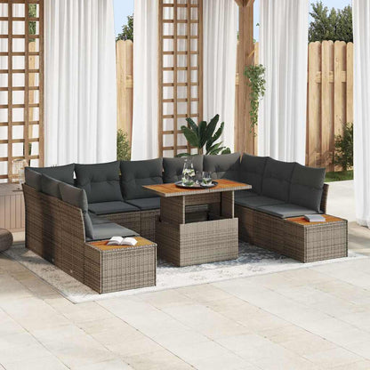 Gartensofa-set 10 Stk. Grau Poly-Rattan