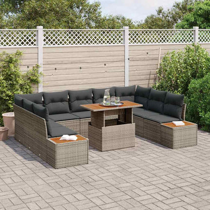 Gartensofa-set 10 Stk. Grau Poly-Rattan