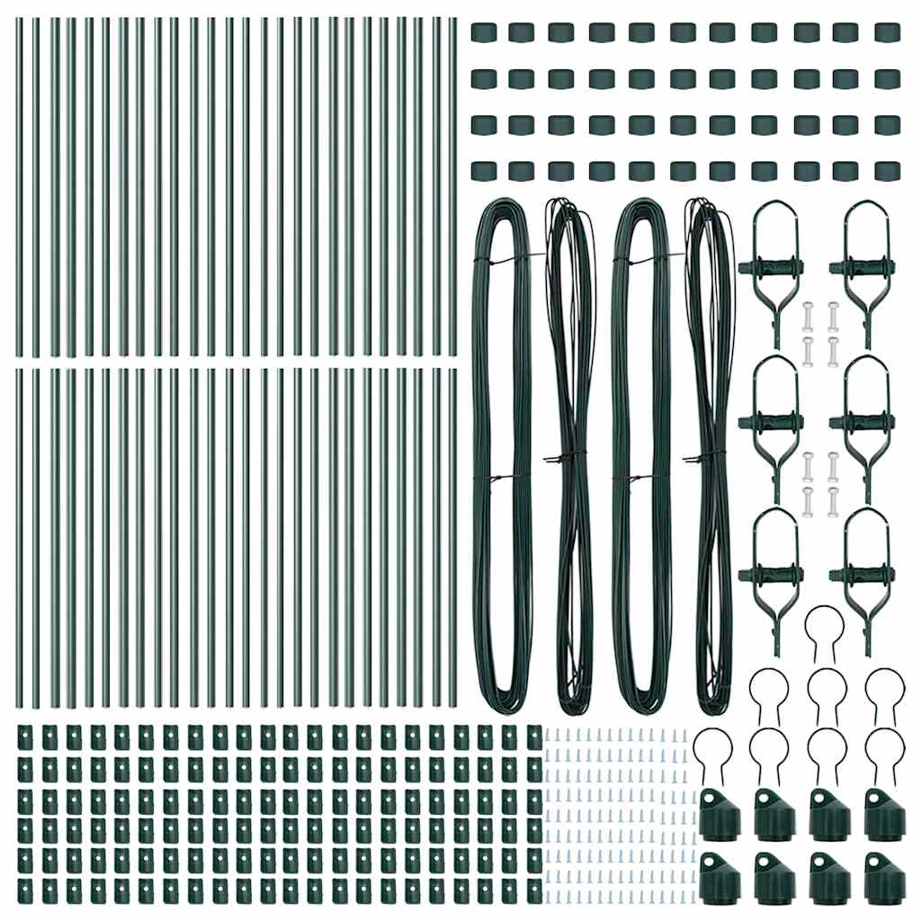 Eingebetteter Zaunpfosten 52 pcs Grün Pulverbeschichteter Stahl