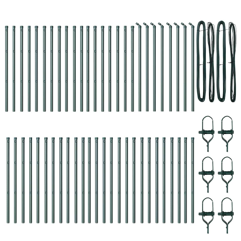 Eingebetteter Zaunpfosten 52 pcs Grün Pulverbeschichteter Stahl