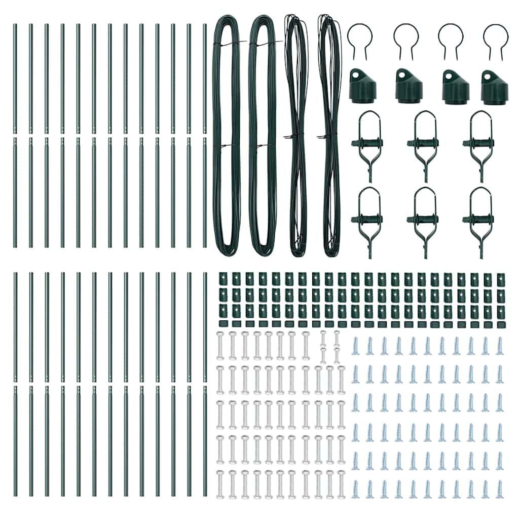 Eingebetteter Zaunpfosten 26 pcs Grün Pulverbeschichteter Stahl