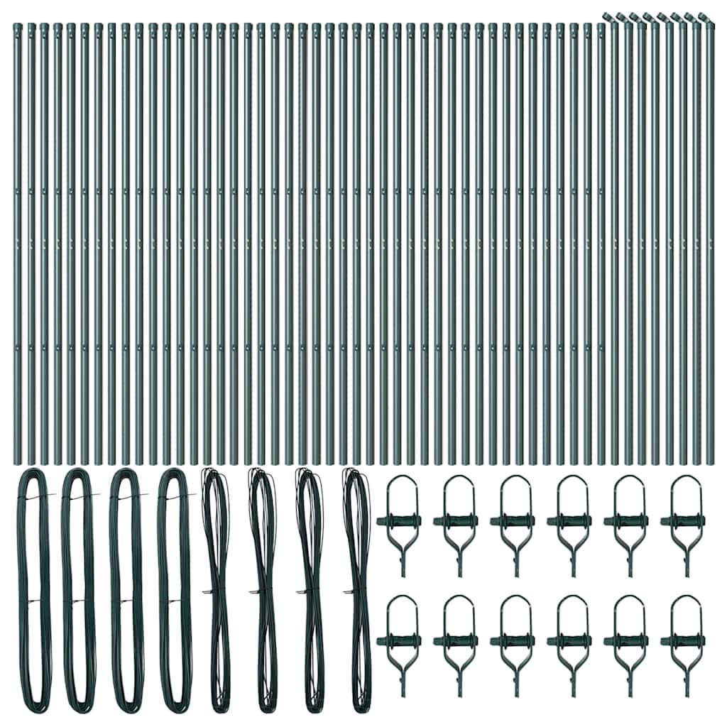 Eingebetteter Zaunpfosten 52 pcs Grün Pulverbeschichteter Stahl