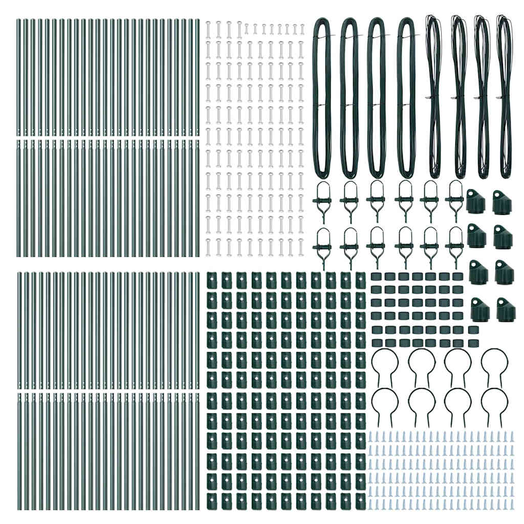 Eingebetteter Zaunpfosten 52 pcs Grün Pulverbeschichteter Stahl