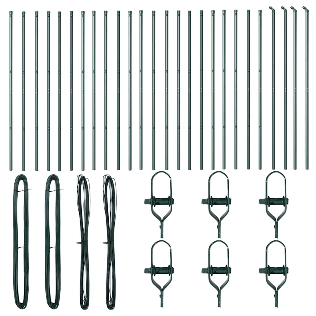 Eingebetteter Zaunpfosten 26 pcs Grün Pulverbeschichteter Stahl