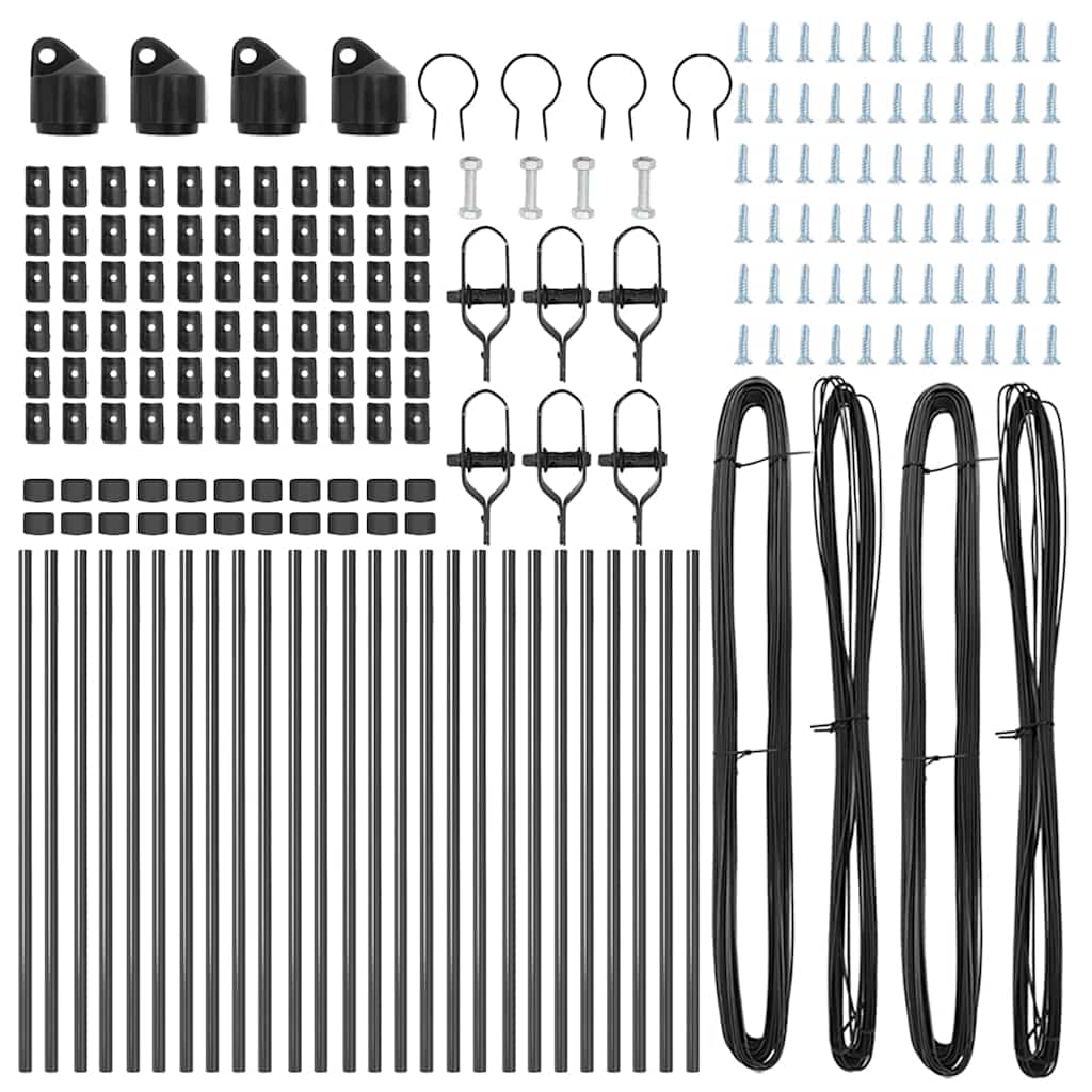 Eingebetteter Zaunpfosten 26 pcs Grau Pulverbeschichteter Stahl