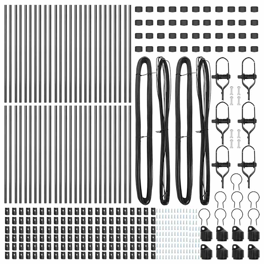 Eingebetteter Zaunpfosten 52 pcs Grau Pulverbeschichteter Stahl