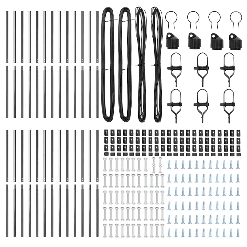 Eingebetteter Zaunpfosten 26 pcs Grau Pulverbeschichteter Stahl