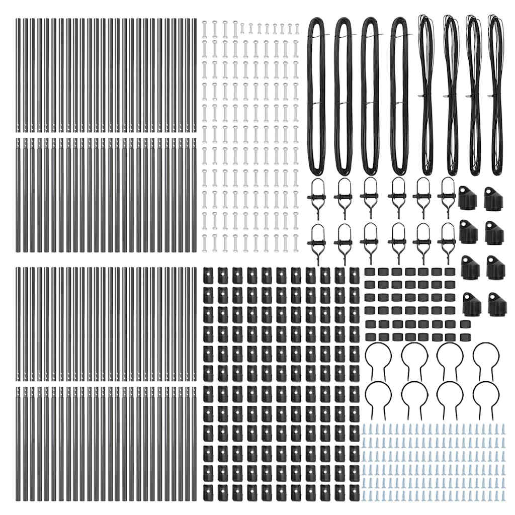 Eingebetteter Zaunpfosten 52 pcs Grau Pulverbeschichteter Stahl