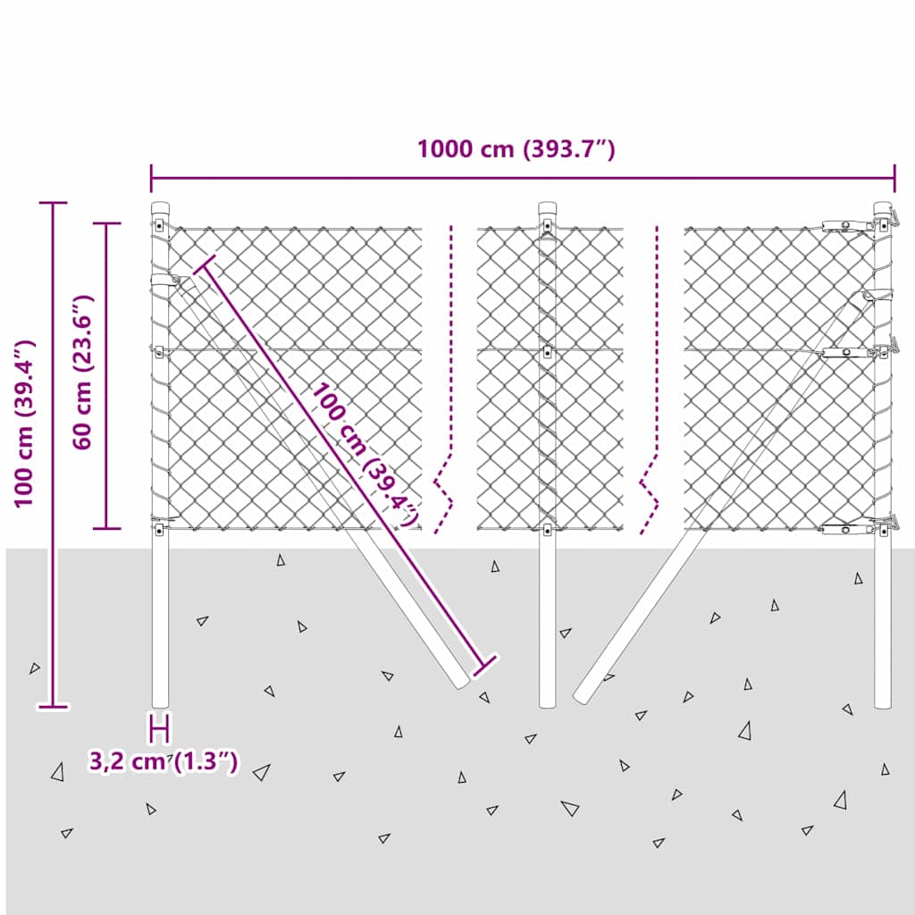 Ground Fix Geschweißter Drahtzaun 10 x 0,6 m (B x H)