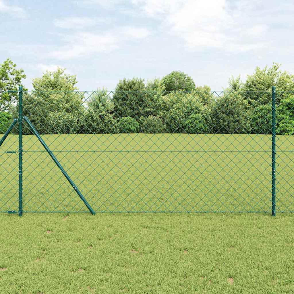 Bodenmontierter Maschendrahtzaun 25 x 1,2 m Grün Netz