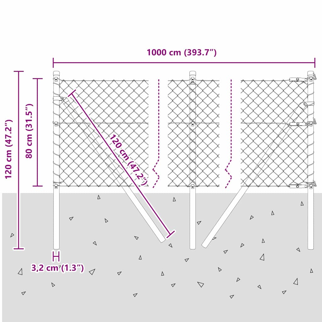 Ground Fix Geschweißter Drahtzaun 10 x 0,8 m (B x H)