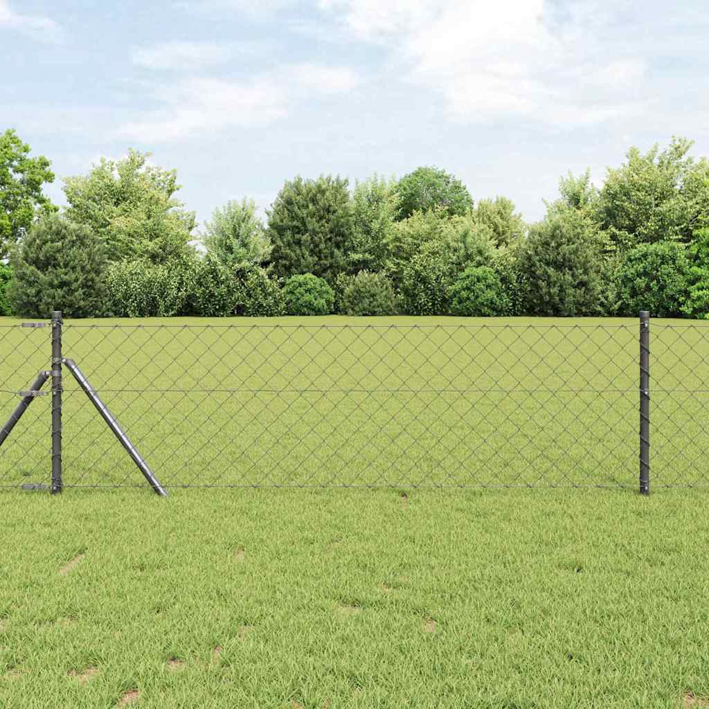Bodenmontierter Maschendrahtzaun 10 x 0,8 m Grau Netz