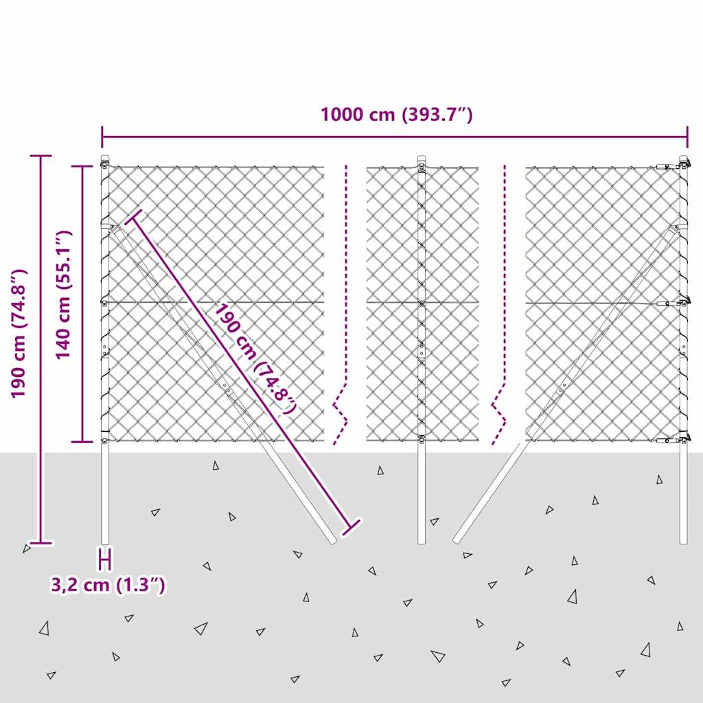 Ground Fix Geschweißter Drahtzaun 10 x 1,4 m (B x H)