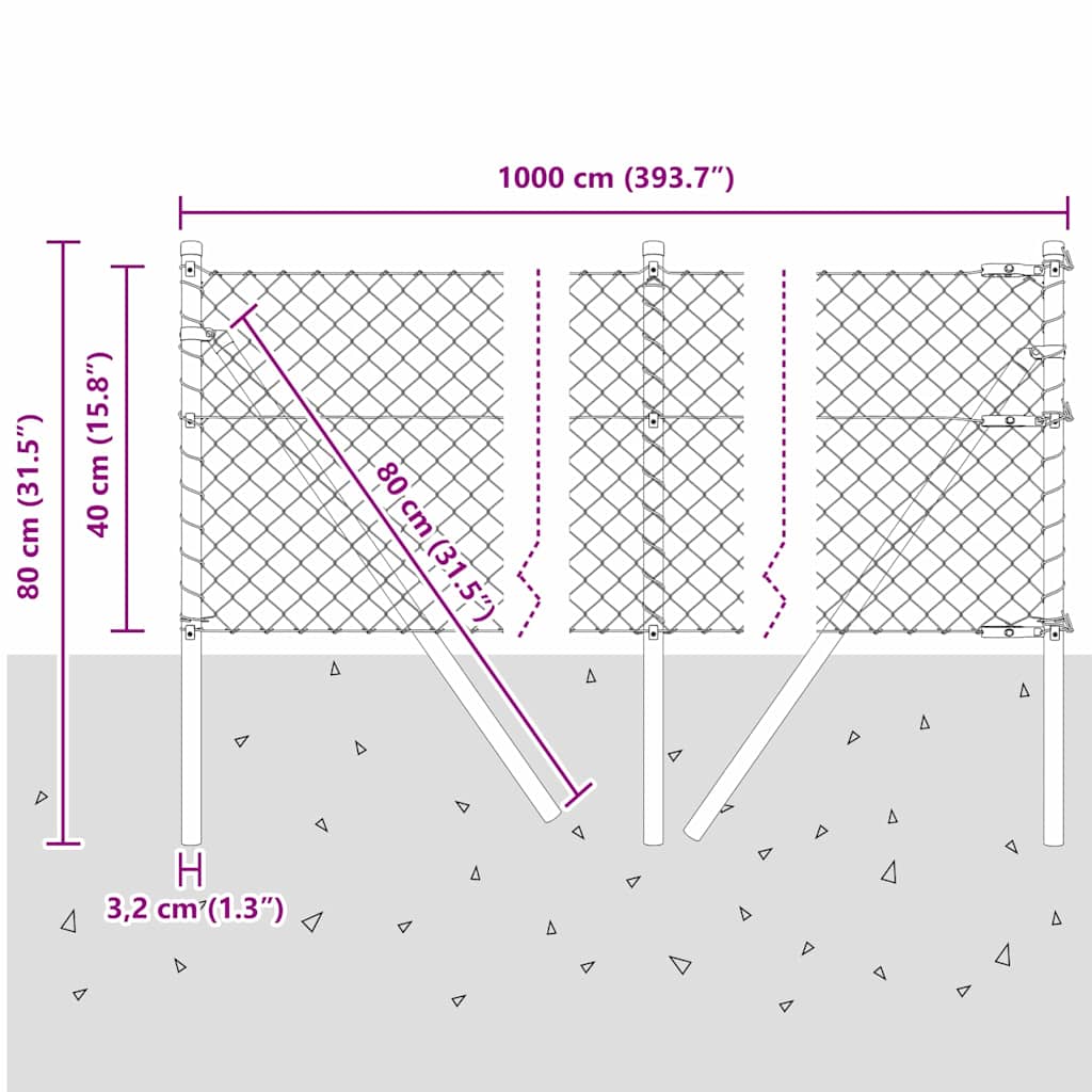 Ground Fix Geschweißter Drahtzaun 25 x 0,4 m (B x H)
